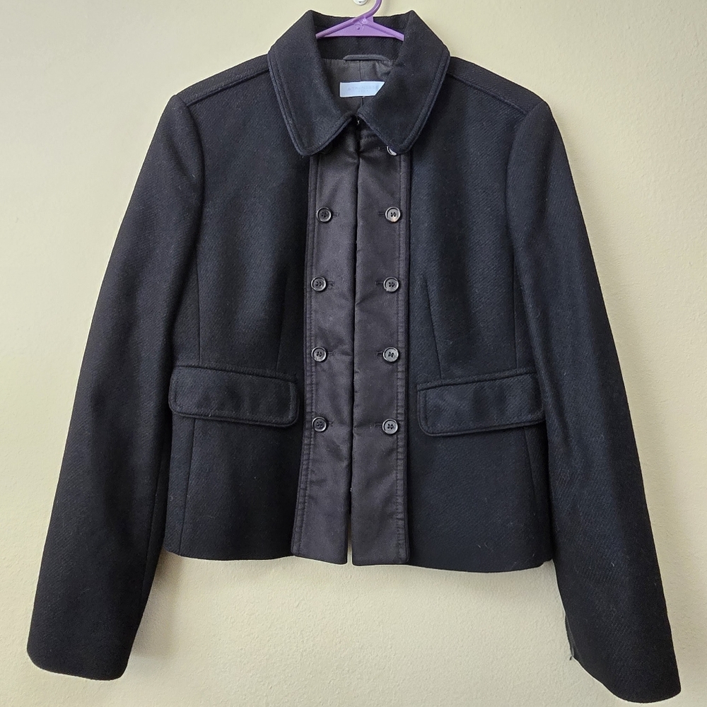 STRENESSE Black Blazer Jacket Coat Women's Size 10 US WOOL Shawl‎ Lapel